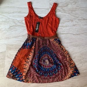 Boho style dress with belt